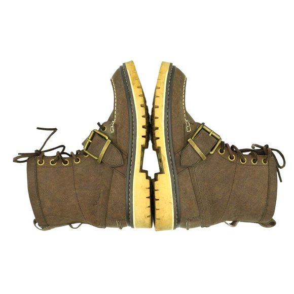 Marc Ecko Blackwelder Boots Brown Leather Men's Size 7 Ankle Boots Buckle Strap - Picture 1 of 9